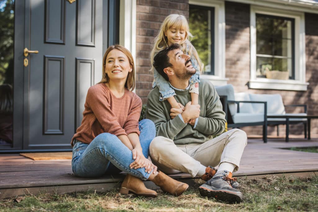 Young family enjoying in sunny day